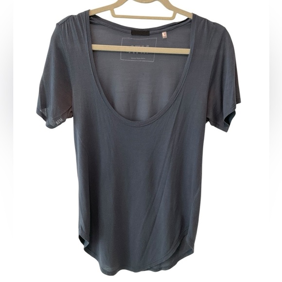 ATM Womens Short Sleeve Scoop Neck Boxy Tee Shirt Gray Modal Size Small - Picture 1 of 4